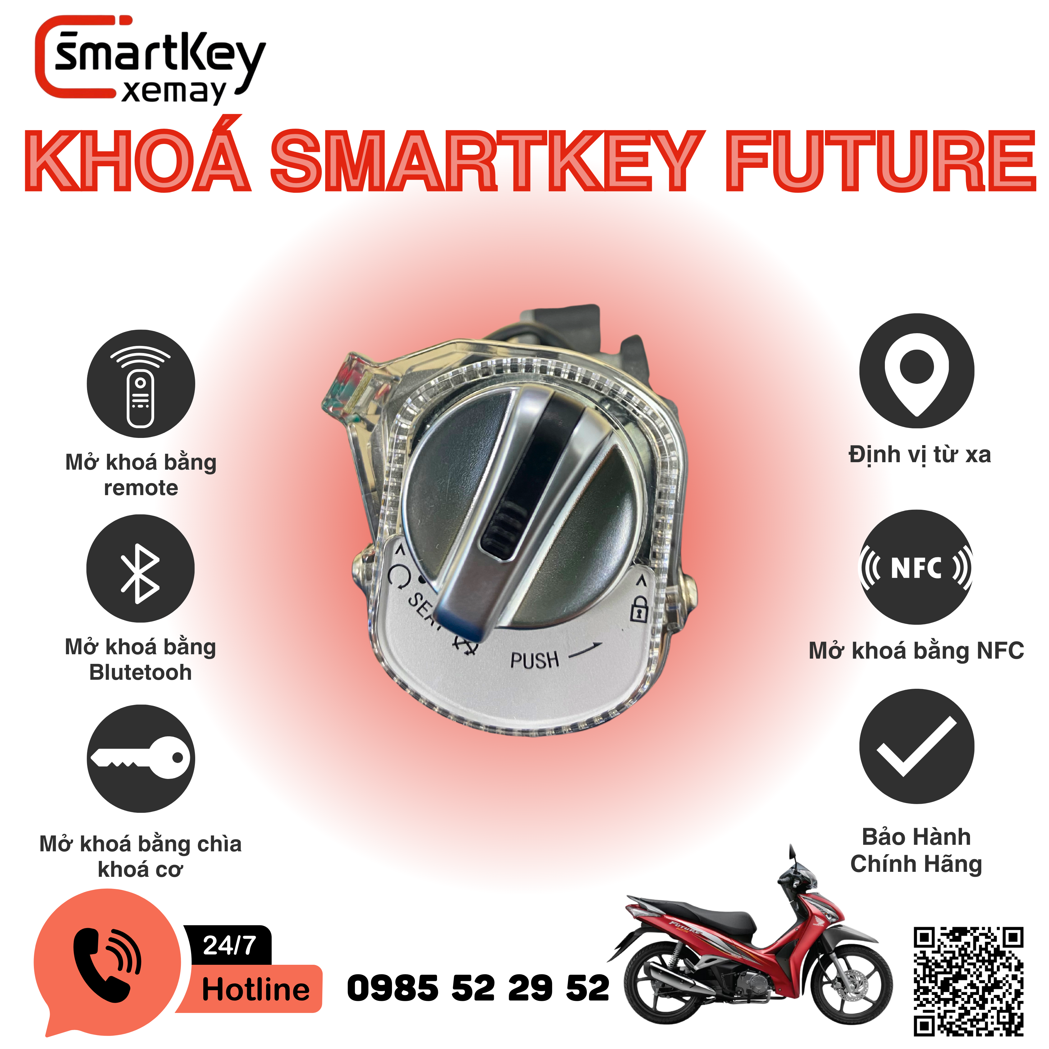 Full bộ khóa smartkey Honda Future 125 Halogen